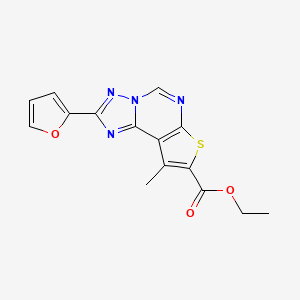 molecular formula C15H12N4O3S B10955360 Ethyl 2-(2-furyl)-9-methylthieno[3,2-E][1,2,4]triazolo[1,5-C]pyrimidine-8-carboxylate 