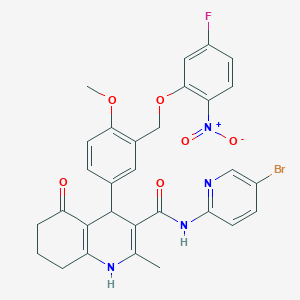 N-(5-bromopyridin-2-yl)-4-{3-[(5-fluoro-2-nitrophenoxy)methyl]-4-methoxyphenyl}-2-methyl-5-oxo-1,4,5,6,7,8-hexahydroquinoline-3-carboxamide