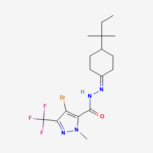 4-bromo-1-methyl-N'-[4-(2-methylbutan-2-yl)cyclohexylidene]-3-(trifluoromethyl)-1H-pyrazole-5-carbohydrazide