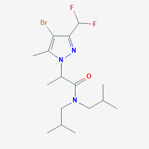 molecular formula C16H26BrF2N3O B10955435 2-[4-bromo-3-(difluoromethyl)-5-methyl-1H-pyrazol-1-yl]-N,N-bis(2-methylpropyl)propanamide 