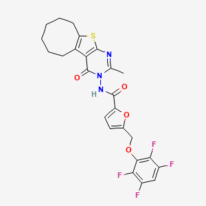 N-(2-methyl-4-oxo-5,6,7,8,9,10-hexahydrocycloocta[4,5]thieno[2,3-d]pyrimidin-3(4H)-yl)-5-[(2,3,5,6-tetrafluorophenoxy)methyl]furan-2-carboxamide