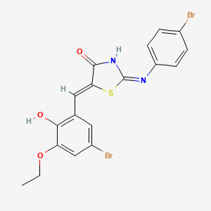 molecular formula C18H14Br2N2O3S B10955455 (5Z)-2-(4-bromoanilino)-5-[(5-bromo-3-ethoxy-2-hydroxyphenyl)methylidene]-1,3-thiazol-4-one 