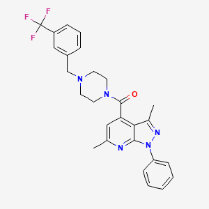 molecular formula C27H26F3N5O B10955459 (3,6-dimethyl-1-phenyl-1H-pyrazolo[3,4-b]pyridin-4-yl){4-[3-(trifluoromethyl)benzyl]piperazin-1-yl}methanone 