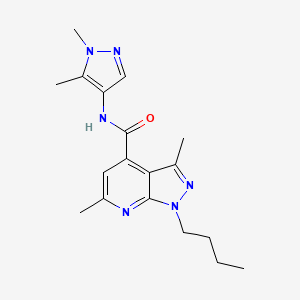 molecular formula C18H24N6O B10955472 1-butyl-N-(1,5-dimethyl-1H-pyrazol-4-yl)-3,6-dimethyl-1H-pyrazolo[3,4-b]pyridine-4-carboxamide 