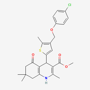 molecular formula C26H28ClNO4S B10955498 Methyl 4-{4-[(4-chlorophenoxy)methyl]-5-methylthiophen-2-yl}-2,7,7-trimethyl-5-oxo-1,4,5,6,7,8-hexahydroquinoline-3-carboxylate 