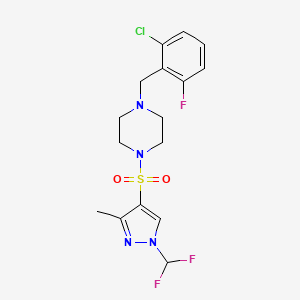 molecular formula C16H18ClF3N4O2S B10955516 1-(2-chloro-6-fluorobenzyl)-4-{[1-(difluoromethyl)-3-methyl-1H-pyrazol-4-yl]sulfonyl}piperazine 