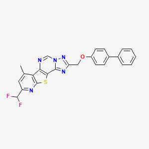 13-(difluoromethyl)-11-methyl-4-[(4-phenylphenoxy)methyl]-16-thia-3,5,6,8,14-pentazatetracyclo[7.7.0.02,6.010,15]hexadeca-1(9),2,4,7,10(15),11,13-heptaene