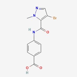 molecular formula C12H10BrN3O3 B10955573 4-{[(4-bromo-1-methyl-1H-pyrazol-5-yl)carbonyl]amino}benzoic acid 