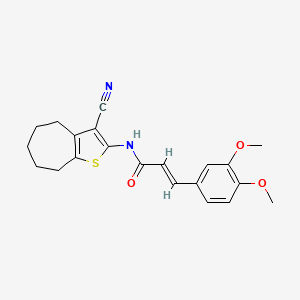 (2E)-N-(3-cyano-5,6,7,8-tetrahydro-4H-cyclohepta[b]thiophen-2-yl)-3-(3,4-dimethoxyphenyl)prop-2-enamide