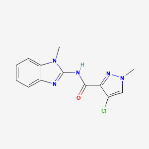 molecular formula C13H12ClN5O B10955591 4-chloro-1-methyl-N-(1-methyl-1H-benzimidazol-2-yl)-1H-pyrazole-3-carboxamide 