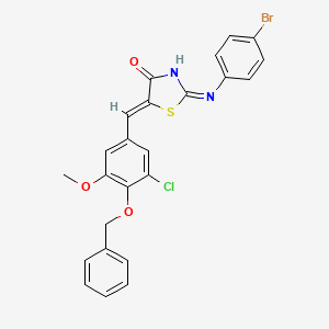 (5Z)-2-(4-bromoanilino)-5-[(3-chloro-5-methoxy-4-phenylmethoxyphenyl)methylidene]-1,3-thiazol-4-one