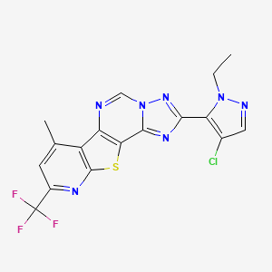 4-(4-chloro-2-ethylpyrazol-3-yl)-11-methyl-13-(trifluoromethyl)-16-thia-3,5,6,8,14-pentazatetracyclo[7.7.0.02,6.010,15]hexadeca-1(9),2,4,7,10(15),11,13-heptaene