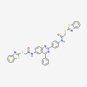 molecular formula C38H26N6O2S4 B10955615 2-(1,3-benzothiazol-2-ylsulfanyl)-N-[2-(4-{[(1,3-benzothiazol-2-ylsulfanyl)acetyl]amino}phenyl)-4-phenylquinazolin-6-yl]acetamide 