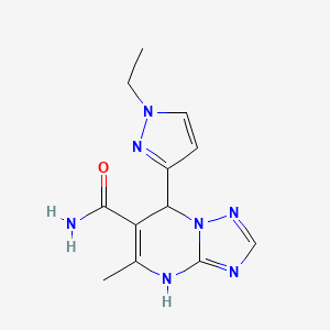 molecular formula C12H15N7O B10955639 7-(1-ethyl-1H-pyrazol-3-yl)-5-methyl-4,7-dihydro[1,2,4]triazolo[1,5-a]pyrimidine-6-carboxamide 