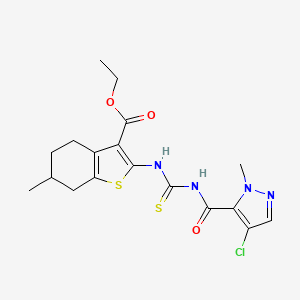 ethyl 2-({[(4-chloro-1-methyl-1H-pyrazol-5-yl)carbonyl]carbamothioyl}amino)-6-methyl-4,5,6,7-tetrahydro-1-benzothiophene-3-carboxylate