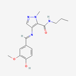 4-{[(E)-(4-hydroxy-3-methoxyphenyl)methylidene]amino}-1-methyl-N-propyl-1H-pyrazole-5-carboxamide