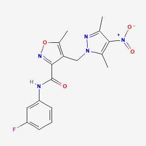 4-[(3,5-dimethyl-4-nitro-1H-pyrazol-1-yl)methyl]-N-(3-fluorophenyl)-5-methyl-1,2-oxazole-3-carboxamide