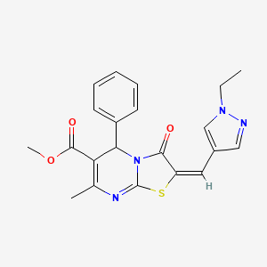 methyl (2E)-2-[(1-ethyl-1H-pyrazol-4-yl)methylidene]-7-methyl-3-oxo-5-phenyl-2,3-dihydro-5H-[1,3]thiazolo[3,2-a]pyrimidine-6-carboxylate