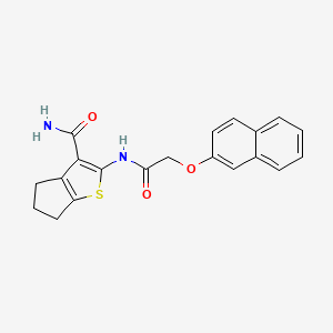 molecular formula C20H18N2O3S B10955831 2-{[(naphthalen-2-yloxy)acetyl]amino}-5,6-dihydro-4H-cyclopenta[b]thiophene-3-carboxamide 