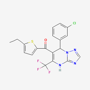 molecular formula C19H14ClF3N4OS B10955866 [7-(3-Chlorophenyl)-5-(trifluoromethyl)-4,7-dihydro[1,2,4]triazolo[1,5-a]pyrimidin-6-yl](5-ethylthiophen-2-yl)methanone 