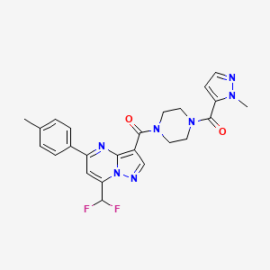 molecular formula C24H23F2N7O2 B10955883 [7-(difluoromethyl)-5-(4-methylphenyl)pyrazolo[1,5-a]pyrimidin-3-yl]{4-[(1-methyl-1H-pyrazol-5-yl)carbonyl]piperazin-1-yl}methanone 