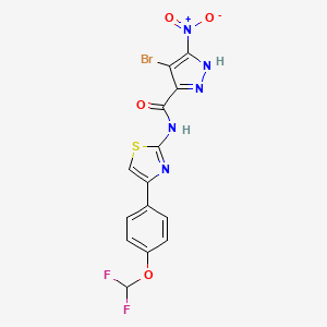 4-bromo-N-{4-[4-(difluoromethoxy)phenyl]-1,3-thiazol-2-yl}-5-nitro-1H-pyrazole-3-carboxamide