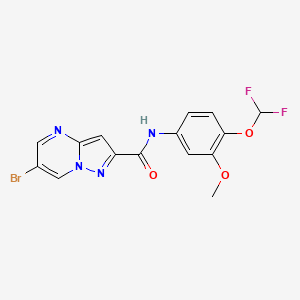 molecular formula C15H11BrF2N4O3 B10955922 6-bromo-N-[4-(difluoromethoxy)-3-methoxyphenyl]pyrazolo[1,5-a]pyrimidine-2-carboxamide 