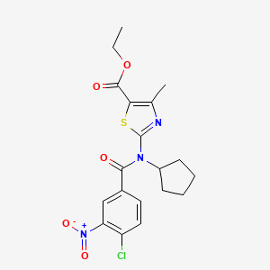 molecular formula C19H20ClN3O5S B10955923 Ethyl 2-{[(4-chloro-3-nitrophenyl)carbonyl](cyclopentyl)amino}-4-methyl-1,3-thiazole-5-carboxylate 