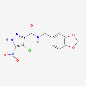 N-(1,3-benzodioxol-5-ylmethyl)-4-chloro-5-nitro-1H-pyrazole-3-carboxamide