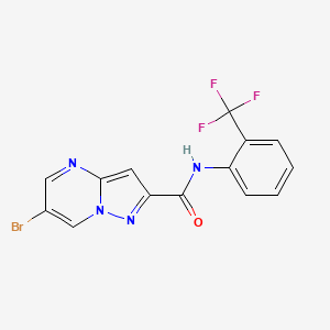 molecular formula C14H8BrF3N4O B10956004 6-bromo-N-[2-(trifluoromethyl)phenyl]pyrazolo[1,5-a]pyrimidine-2-carboxamide 