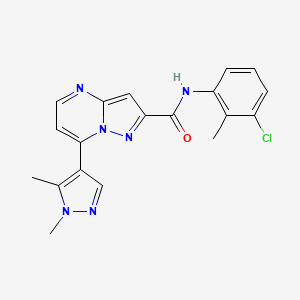 molecular formula C19H17ClN6O B10956023 N-(3-chloro-2-methylphenyl)-7-(1,5-dimethyl-1H-pyrazol-4-yl)pyrazolo[1,5-a]pyrimidine-2-carboxamide 