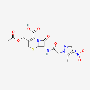 3-[(acetyloxy)methyl]-7-{[(5-methyl-4-nitro-1H-pyrazol-1-yl)acetyl]amino}-8-oxo-5-thia-1-azabicyclo[4.2.0]oct-2-ene-2-carboxylic acid