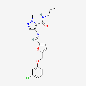 4-{[(E)-{5-[(3-chlorophenoxy)methyl]furan-2-yl}methylidene]amino}-1-methyl-N-propyl-1H-pyrazole-5-carboxamide