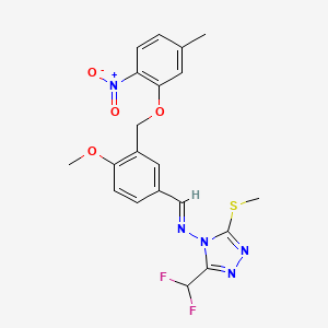 3-(difluoromethyl)-N-[(E)-{4-methoxy-3-[(5-methyl-2-nitrophenoxy)methyl]phenyl}methylidene]-5-(methylsulfanyl)-4H-1,2,4-triazol-4-amine