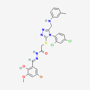 N'-[(E)-(5-bromo-2-hydroxy-3-methoxyphenyl)methylidene]-2-{[4-(2,4-dichlorophenyl)-5-{[(3-methylphenyl)amino]methyl}-4H-1,2,4-triazol-3-yl]sulfanyl}acetohydrazide