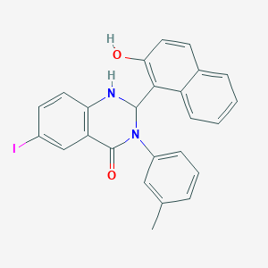 2-(2-hydroxynaphthalen-1-yl)-6-iodo-3-(3-methylphenyl)-2,3-dihydroquinazolin-4(1H)-one