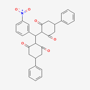 molecular formula C31H27NO6 B10956129 2,2'-[(3-Nitrophenyl)methanediyl]bis(5-phenylcyclohexane-1,3-dione) 