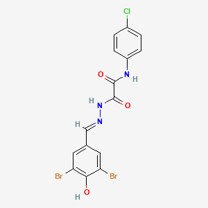 molecular formula C15H10Br2ClN3O3 B10956149 N-(4-chlorophenyl)-2-[(2E)-2-(3,5-dibromo-4-hydroxybenzylidene)hydrazinyl]-2-oxoacetamide 