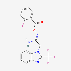 molecular formula C17H12F4N4O2 B10956155 (1Z)-N'-{[(2-fluorophenyl)carbonyl]oxy}-2-[2-(trifluoromethyl)-1H-benzimidazol-1-yl]ethanimidamide 