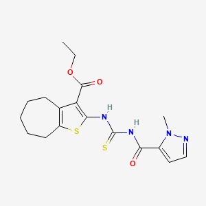 ethyl 2-({[(1-methyl-1H-pyrazol-5-yl)carbonyl]carbamothioyl}amino)-5,6,7,8-tetrahydro-4H-cyclohepta[b]thiophene-3-carboxylate