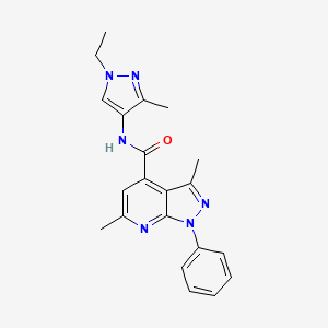 molecular formula C21H22N6O B10956164 N-(1-ethyl-3-methyl-1H-pyrazol-4-yl)-3,6-dimethyl-1-phenyl-1H-pyrazolo[3,4-b]pyridine-4-carboxamide CAS No. 1005612-70-3