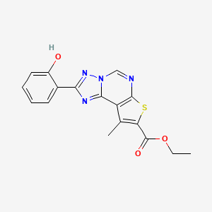 molecular formula C17H14N4O3S B10956217 Ethyl 2-(2-hydroxyphenyl)-9-methylthieno[3,2-e][1,2,4]triazolo[1,5-c]pyrimidine-8-carboxylate 