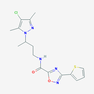 N-[3-(4-chloro-3,5-dimethyl-1H-pyrazol-1-yl)butyl]-3-(thiophen-2-yl)-1,2,4-oxadiazole-5-carboxamide