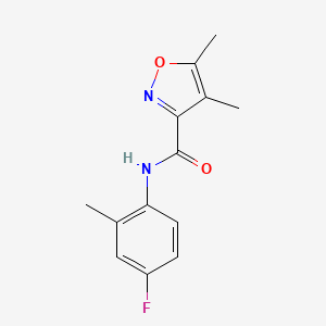 molecular formula C13H13FN2O2 B10956246 N-(4-fluoro-2-methylphenyl)-4,5-dimethyl-1,2-oxazole-3-carboxamide 