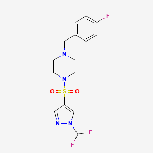 molecular formula C15H17F3N4O2S B10956255 1-{[1-(difluoromethyl)-1H-pyrazol-4-yl]sulfonyl}-4-(4-fluorobenzyl)piperazine 