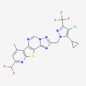 4-[[4-chloro-5-cyclopropyl-3-(trifluoromethyl)pyrazol-1-yl]methyl]-13-(difluoromethyl)-11-methyl-16-thia-3,5,6,8,14-pentazatetracyclo[7.7.0.02,6.010,15]hexadeca-1(9),2,4,7,10(15),11,13-heptaene