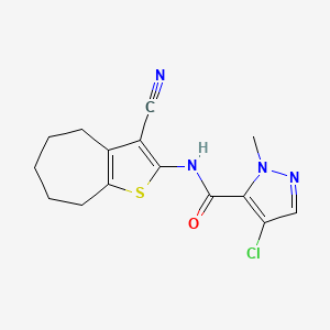 4-chloro-N-(3-cyano-5,6,7,8-tetrahydro-4H-cyclohepta[b]thiophen-2-yl)-1-methyl-1H-pyrazole-5-carboxamide