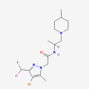 molecular formula C16H25BrF2N4O B10956270 2-[4-bromo-3-(difluoromethyl)-5-methyl-1H-pyrazol-1-yl]-N-[1-(4-methylpiperidin-1-yl)propan-2-yl]acetamide 