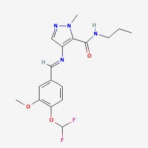 4-({(E)-[4-(difluoromethoxy)-3-methoxyphenyl]methylidene}amino)-1-methyl-N-propyl-1H-pyrazole-5-carboxamide