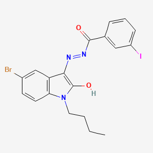 molecular formula C19H17BrIN3O2 B10956283 N'-[(3E)-5-bromo-1-butyl-2-oxo-1,2-dihydro-3H-indol-3-ylidene]-3-iodobenzohydrazide 